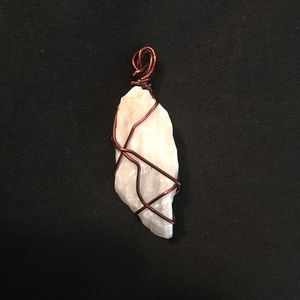 Selenite Crystal Necklace Dark Red Wire